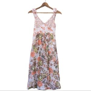 FP Beige Floral Shabby sleeveless Midi Dress